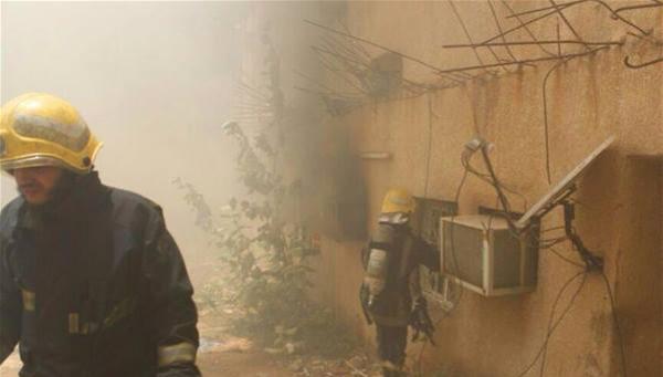 الدفاع المدني في البصرة ينقذ عائلة من حريق التهم منزلها