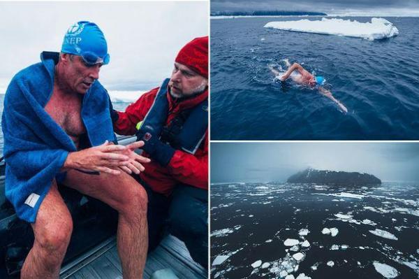 بريطاني يحطم رقما قياسيا بالسباحة في محيط القطب الجنوبي - صور